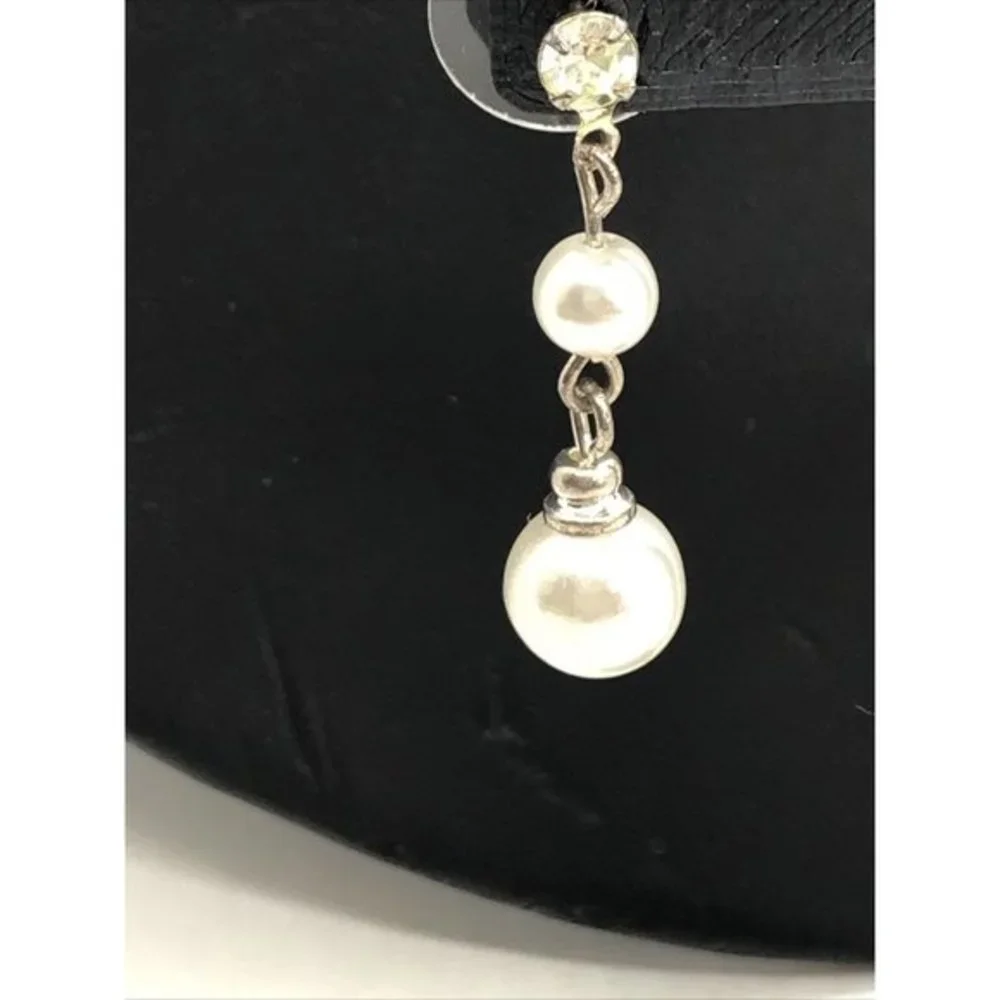 Pearl Rhinestone Crystal Drop Dangle‎ earrings 1.5